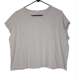 Wishlist Women's Casual Light Gray Scoop Neck Short Sleeve Crop Top Size Large